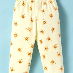 Tango Interlock Knit Full Length Lounge Pant With Paper Windmill Print - Lemon-image-43