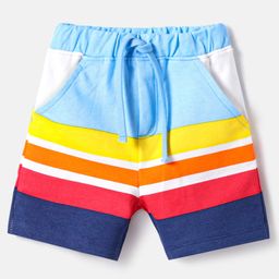 Babyhug Terry Knit Mid Thigh Colour Block Shorts - Light Blue-image-115