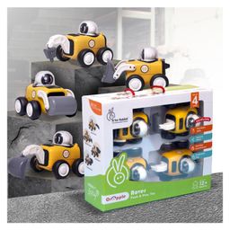 R for Rabbit Orapple Rover Push and Play Mini Construction Vehicle Set for Kids | Non-Toxic BPA Free 4 Pcs Road Roller, Bulldozer, Drill Crusher & Excavator Baby Toy Car Combo (Yellow Black)-5