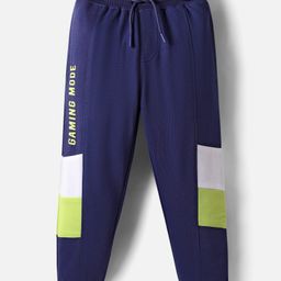 Pine Kids Cotton Knit Full Length Cut & Sew Text Printed Lounge Pant - Navy Blue-picture-38