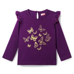 Babyhug 100% Cotton Knit Full Sleeves T-Shirt With Butterfly Print - Purple-image-70