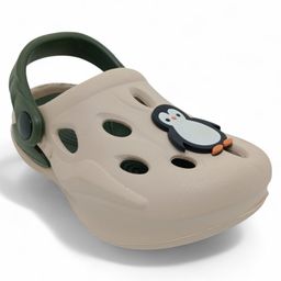 Lil Lollipop Penguin Applique Detailed Perforated Anti Slip Slingback Clogs - Beige-image-84