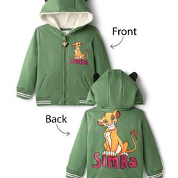 Babyhug Disney Terry Knit Full Sleeves Hooded Sweatjacket with Lion King Graphics & 3D Ear Applique - Green-picture-23
