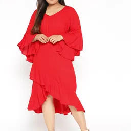 theRebelinme Women V-Neck A-Line Plus Size Midi Dress-image-32