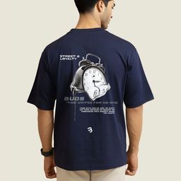 BDSQUARE Men Typography Printed Round Neck Cotton Oversized T-shirt-image-78
