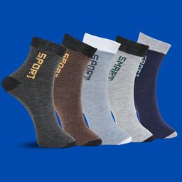 MJE Unisex Pack Of 5 Printed Anti-Odour Ankle-Length Socks-image-84