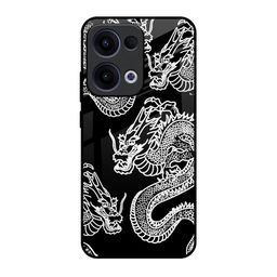 QRIOH White Dragon Printed Oppo Reno13 5G Glass Back Case Mobile Accessories-image-0