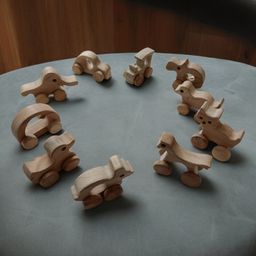 neemtoys Set of 10 Beautiful Push & Pull Toys for Toddlers - Made from Sustainable Neem Wood image 4