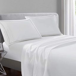 KINGDOM OF WHITE White 400 TC King Bedsheet with 2 Pillow Covers-image-24