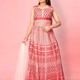 Sangria Girls Peach Silk Lehenga Choli-image-42