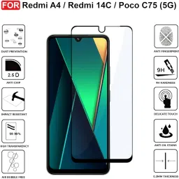 EITANSHA CREATION Edge To Edge Tempered Glass for Redmi A4 5G, Redmi 14C 5G, POCO C75 5G, POCO M7 5G, POCO C71 image 4