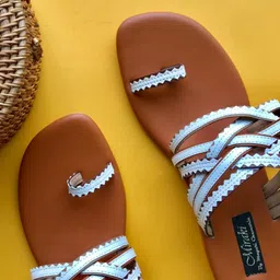 MIRAKI Women Striped Open Toe Flats-image-40