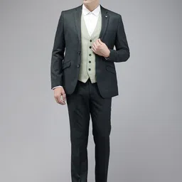 Park Avenue Self Design Textured Single Breasted Super Slim Fit 3-Peice Formal Suit-picture-18