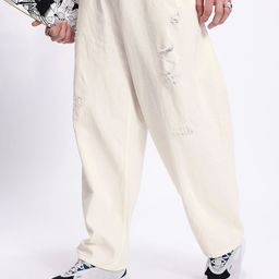 Kook N Keech Men High-Rise Mildly Distressed Pure Cotton Baggy Jeans-image-40