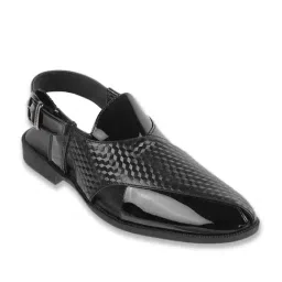 Metro Men's Black Back Strap Sandals-image-9