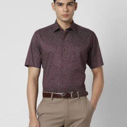 Van Heusen Purple Cotton Regular Fit Printed Shirt-image-64