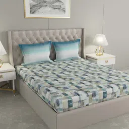 GMF Blue Cotton 144 TC Bed Sheet Set-image-91