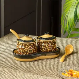 ExclusiveLane Yellow & Brown Ceramic Serveware Set-image-21