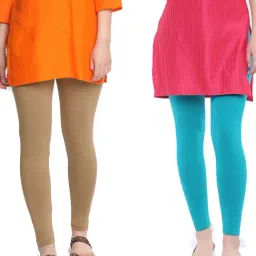 Dollar Missy Blue & Brown Cotton Leggings - Pack of 2-image-72