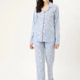 Clt.s Blue Printed Shirt With Pyjamas-image-43