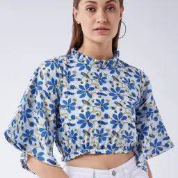 Inweave Blue Printed Crop Top-image-30