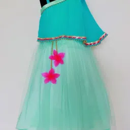 Many Frocks Kids Blue Embellished Lehenga Choli-image-22