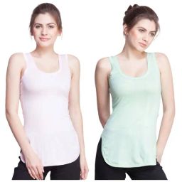 Dollar Missy Light Pink & Light Green Cotton Camisole (Pack of 2)-image-92