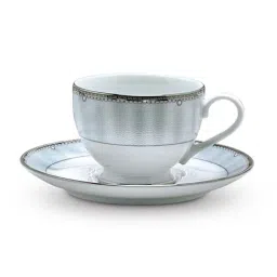 Noritake Monarch White & Blue Porcelain 6 Cups (0.215 L) & 6 Saucers-47