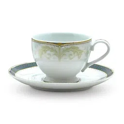 Noritake Royal Fountain White & Beige Porcelain 6 Cups (0.215 L) & 6 Saucers-44
