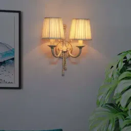 Fos Lighting Knotted Distressed Beige Aluminium 2-In-1 Wall Lamp With Fabric Shade-image-91