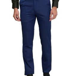 Raymond Blue Contemporary Fit Texture Trousers-image-80