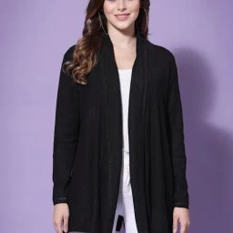 Mafadeny Black Shawl Neck Shrug-image-57
