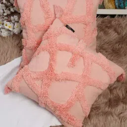 HOSTA HOMES Pink Cotton Cushion Cover - Set of 2-image-2