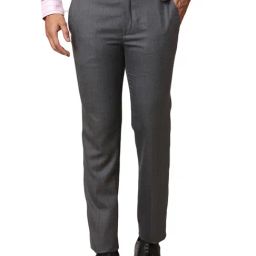 Raymond Grey Slim Fit Checks Trousers-image-10