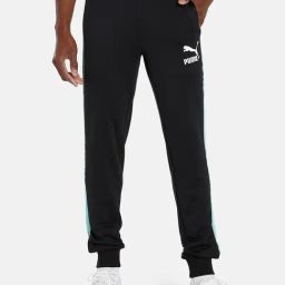 Puma Black Slim Fit Striped Joggers-image-9