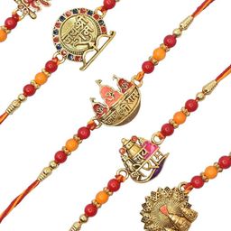 MEIRA JEWELLERY Set Of 5 Rakhi Greeting Card & Roli Chawal-image-100