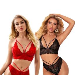 AROUSY Black & Red Self Pattern Bra Panty Set - Pack Of 2-picture-18