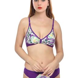 AROUSY Purple Cotton Printed Bra Panty Set-image-73