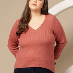 Sztori Plus Size Acrylic Ribbed Pullover-9