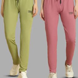 Vimal Jonney Pink & Green Regular Fit Mid Rise Trackpants-picture-20