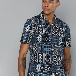 Flying Machine Pure Cotton Geometric Printed Casual Shirt-image-17