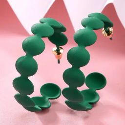 Karatcart Green Contemporary Half Hoop Earrings-16