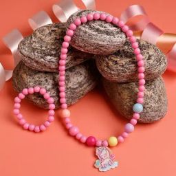 Jewelz Whimsical Unicorn Pink Necklace & Bracelet Set-91