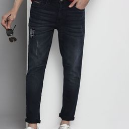 The Indian Garage Co Men Relaxed Fit Low Distress Light Fade Stretchable Jeans-image-18