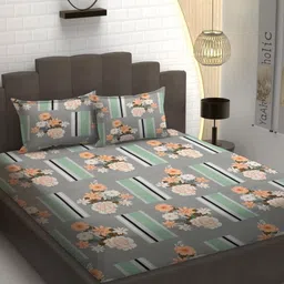 YaAkholic Grey Ethnic Motifs Microfiber 210TC Fitted Double Queen Bedsheet Set-1.98mx1.82m-image-27