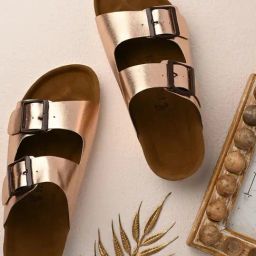 Hoversole Women's Artemis Rose Gold Cork Slide Sandals-picture-16