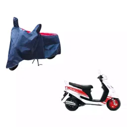 Auto Pearl Waterproof Two Wheeler Cover For Mahindra Rodeo UZO (Red & Blue)-image-100
