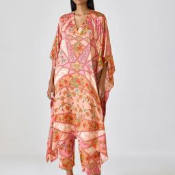 Ancestry Multi Viscose Print Flare Sleeves Kaftan-picture-2