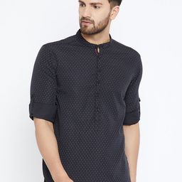 even Men Black Printed Straight Kurta-image-48