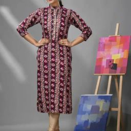 CHARUKRITI Purple Printed Straight Kurta-picture-43
